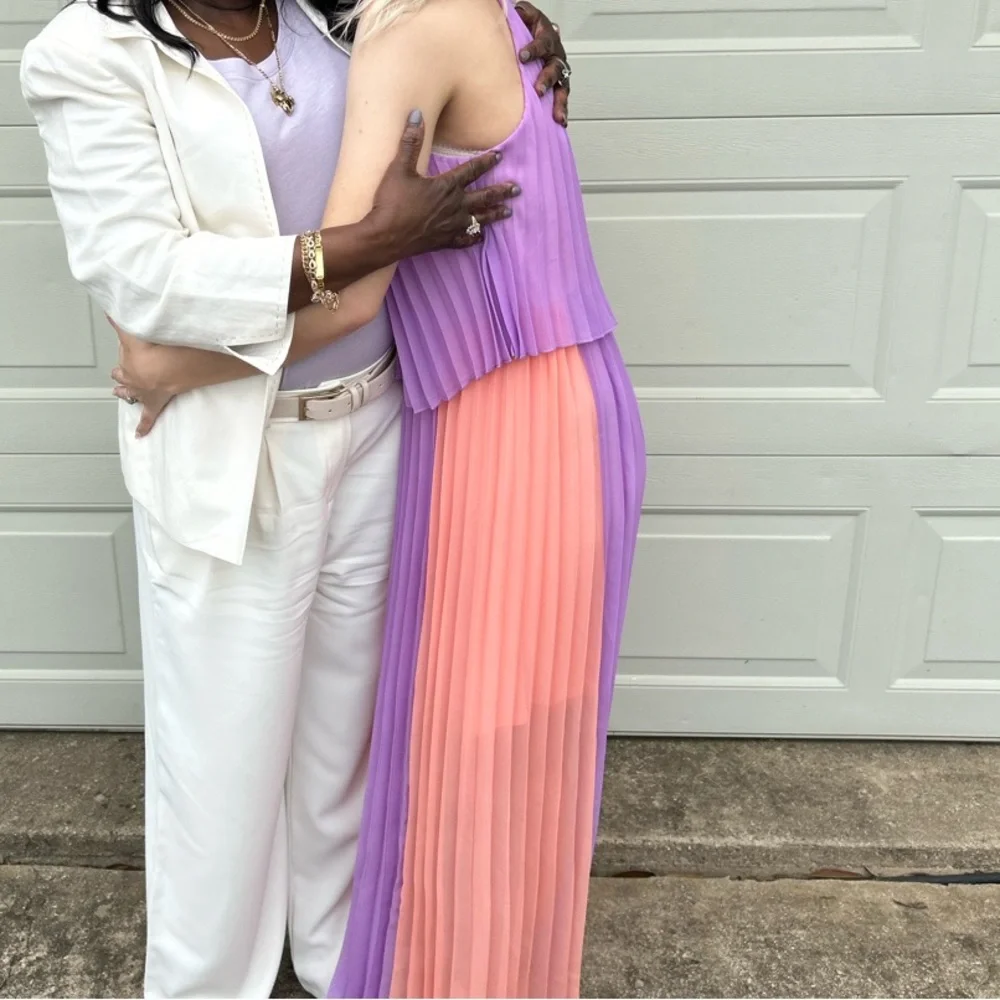 Chic Lavender and Peach Dress - Picture 2 of 7